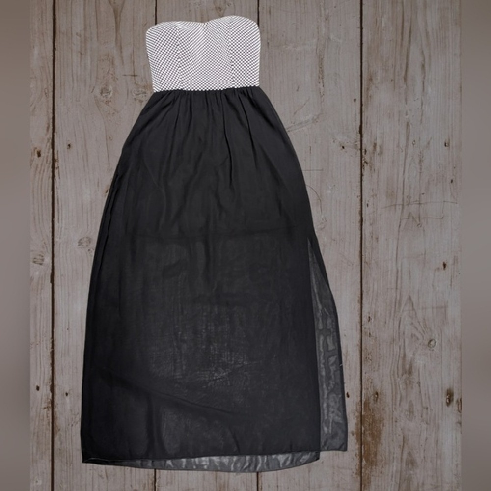 Coastal Cottagecore Boho Sheer Chiffon Strapless Maxi Dress Sweet Storm‎ Small